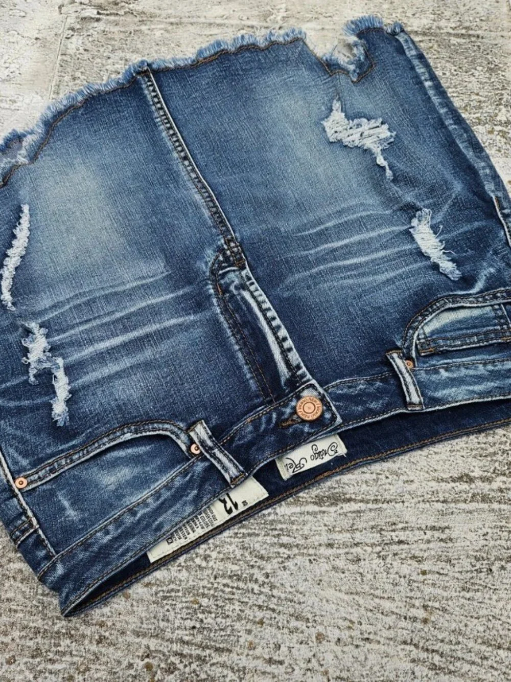 Indigo Rein Women Skirt Blue Denim Jeans Ripped Skirts Size 13 - Picture 6 of 10